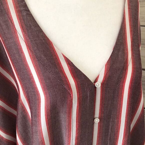 Express Purple Striped Button Down Tie Front Dolman Sleeve Top Medium - Picture 2 of 5